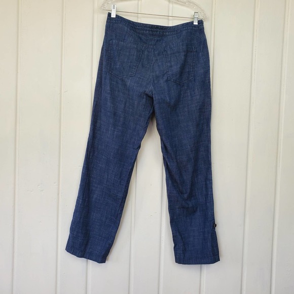 Talbots Signature Mid Rise Chambray Drawstring Roll Up Cuff Ankle Pants Womens 8 - Picture 9 of 9